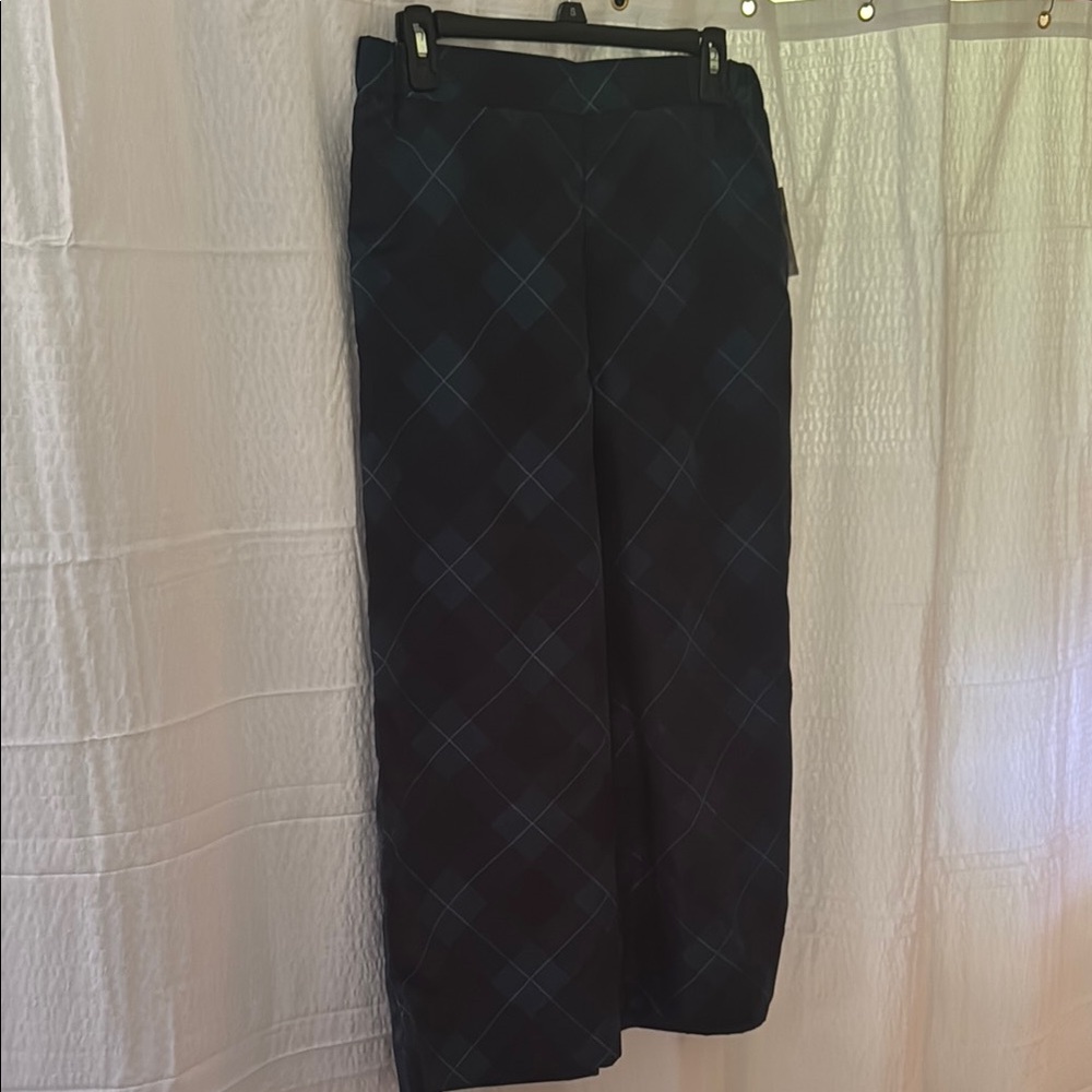 Anthropologie Black and Green Wide Leg Pants